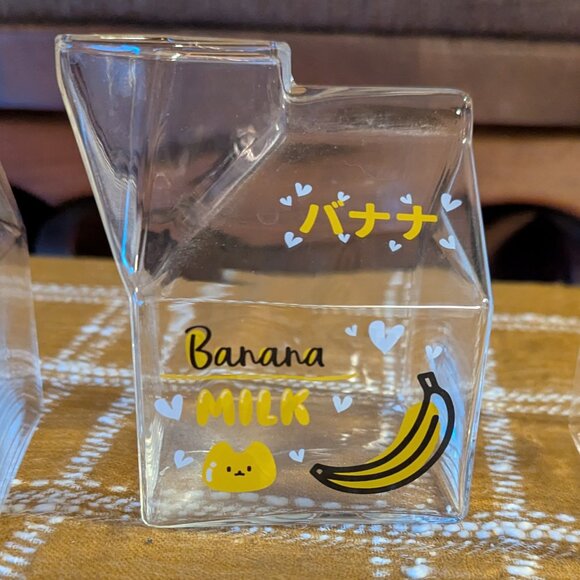 Kawaii Glass Milk Carton Clear Cups, 3 pieces - Picture 3 of 8
